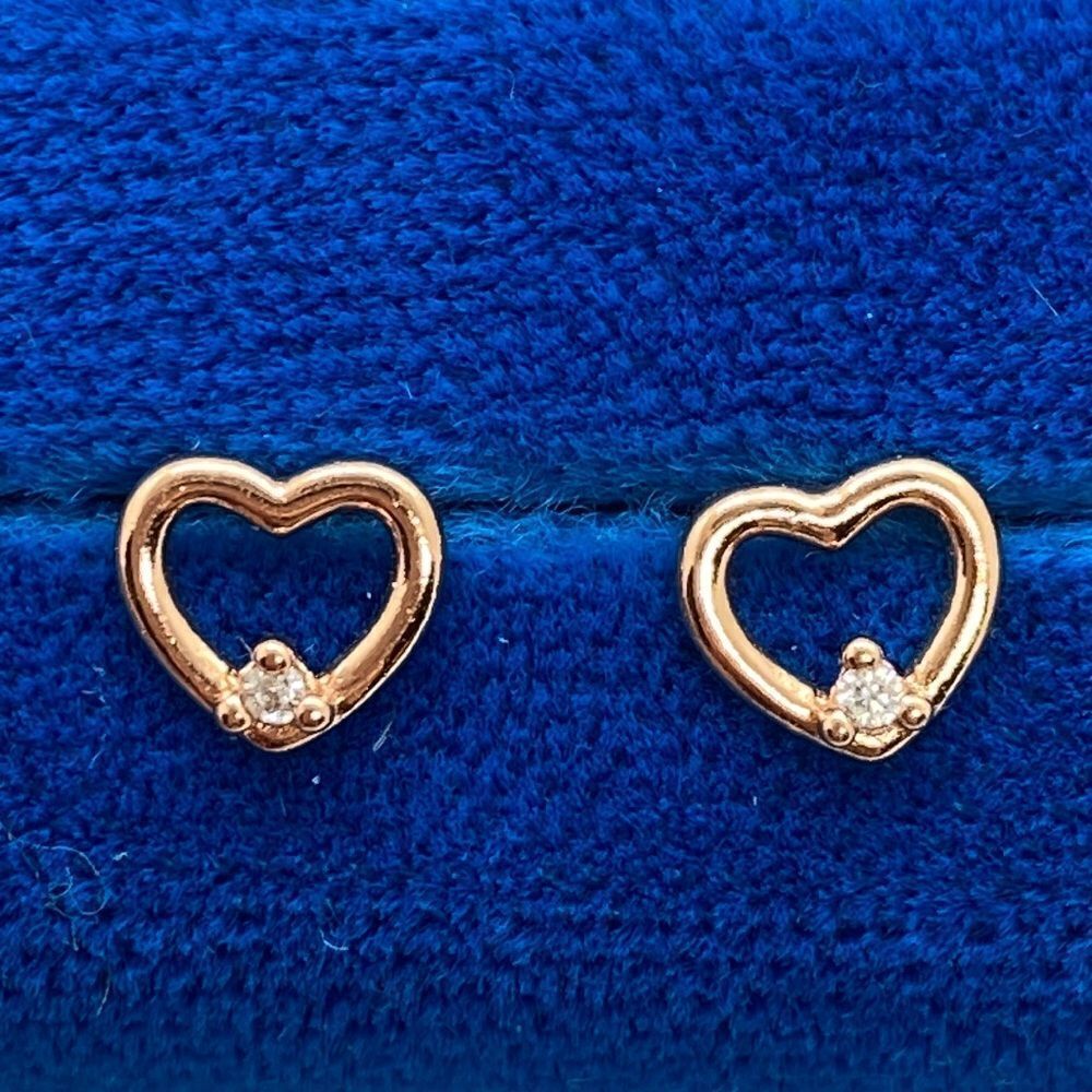 💛 NWOT 18k GP 925 Heart CZ Earrings